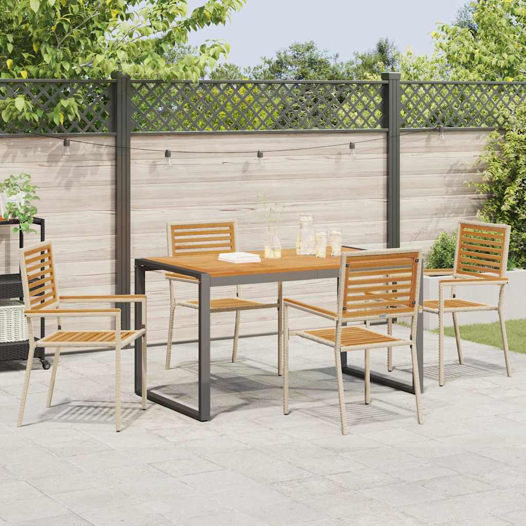 Garden Dining Set 5 pcs Beige 140 x 80 x 75 cm Poly Rattan