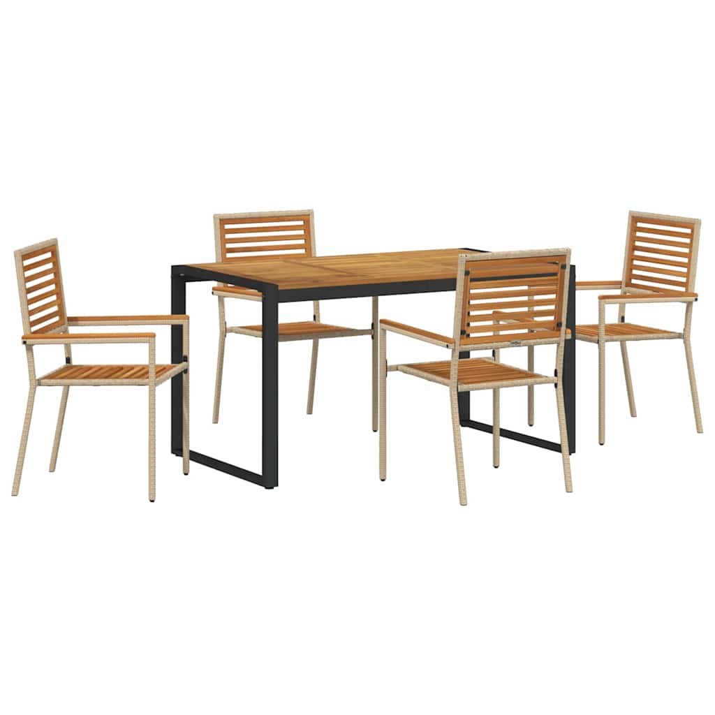 Garden Dining Set 5 pcs Beige 140 x 80 x 75 cm Poly Rattan