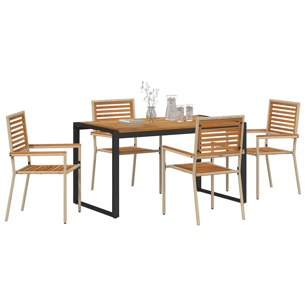Garden Dining Set 5 pcs Beige 140 x 80 x 75 cm Poly Rattan