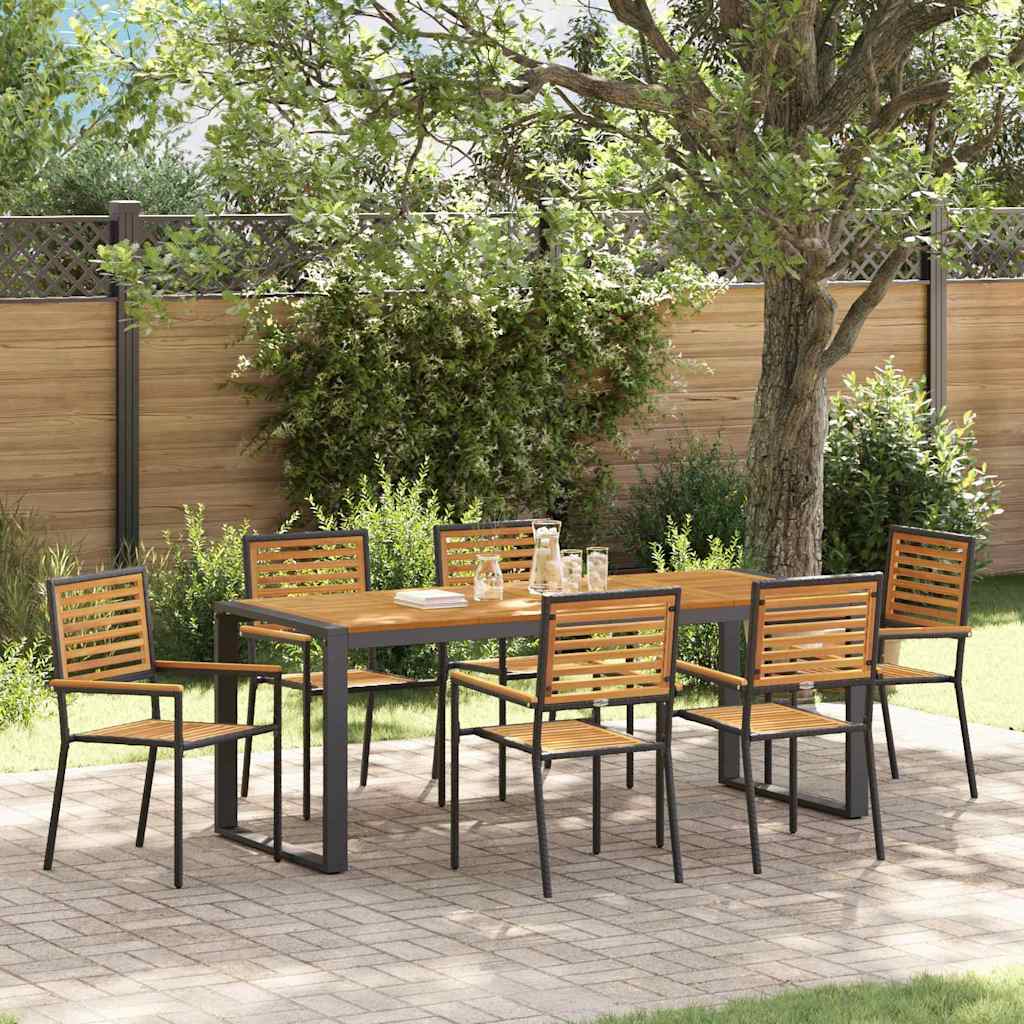 Garden Dining Set 7 pcs Black 200 x 80 x 75 cm Poly Rattan