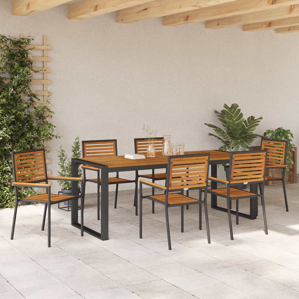 Garden Dining Set 7 pcs Black 200 x 80 x 75 cm Poly Rattan