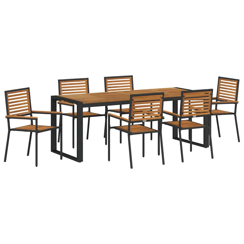 Garden Dining Set 7 pcs Black 200 x 80 x 75 cm Poly Rattan