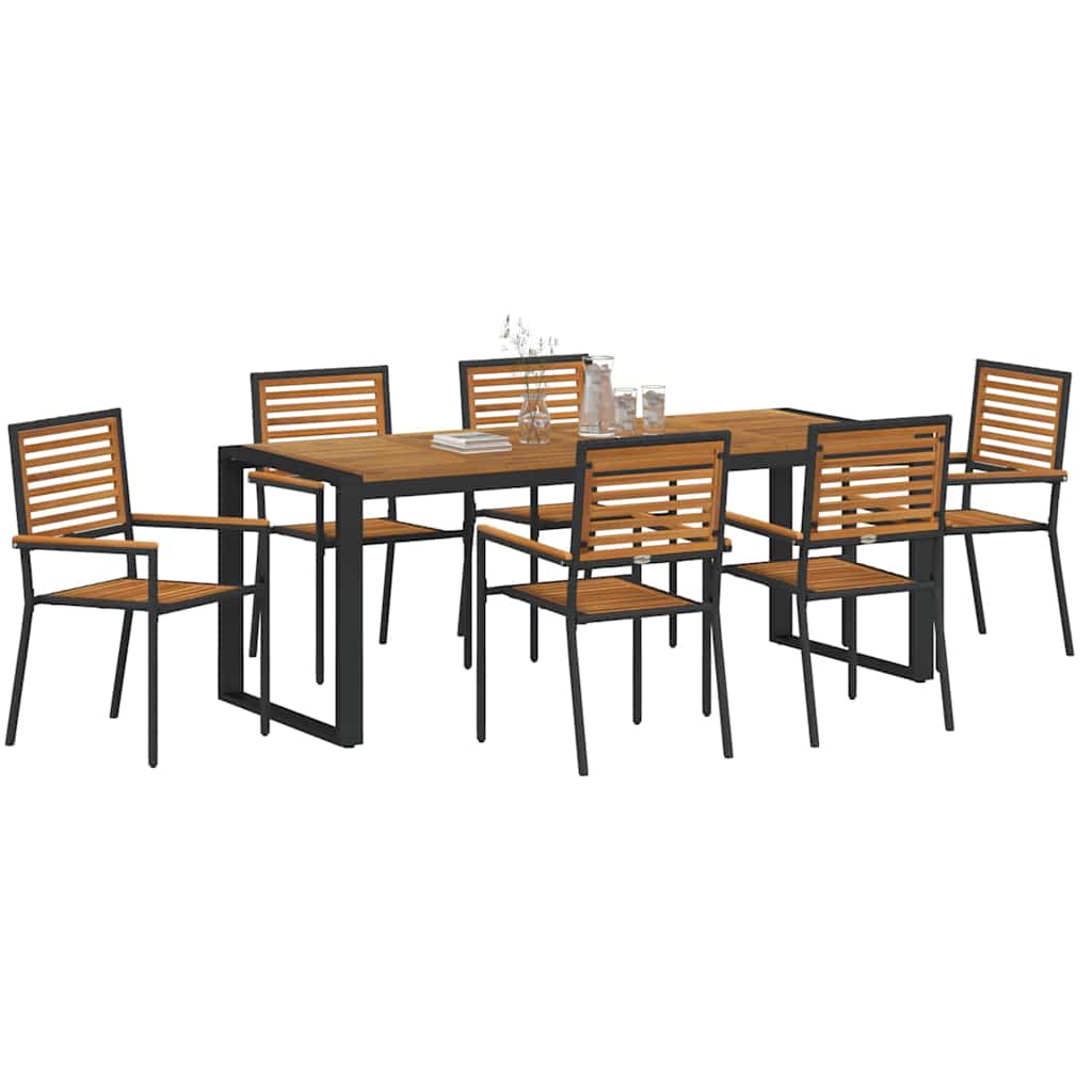 Garden Dining Set 7 pcs Black 200 x 80 x 75 cm Poly Rattan
