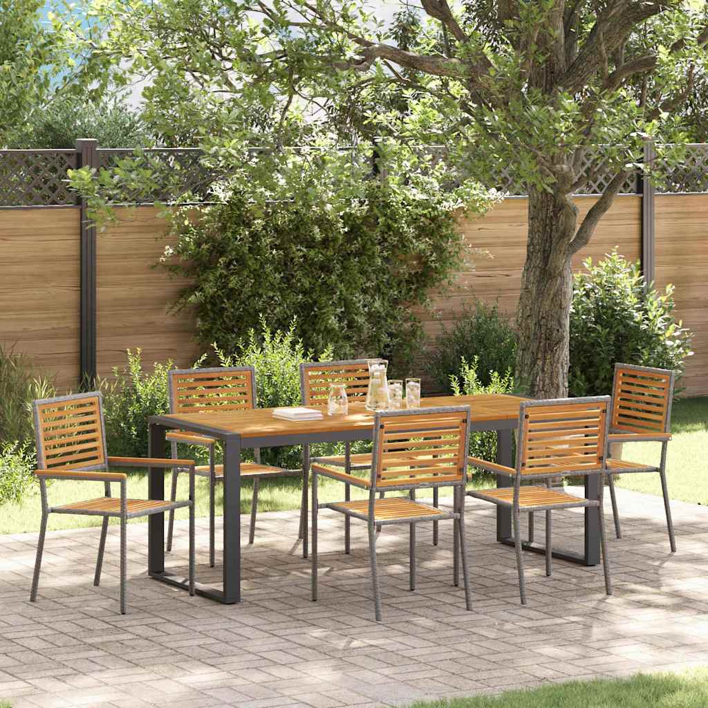 Garden Dining Set 7 pcs Grey 200 x 80 x 75 cm Poly Rattan