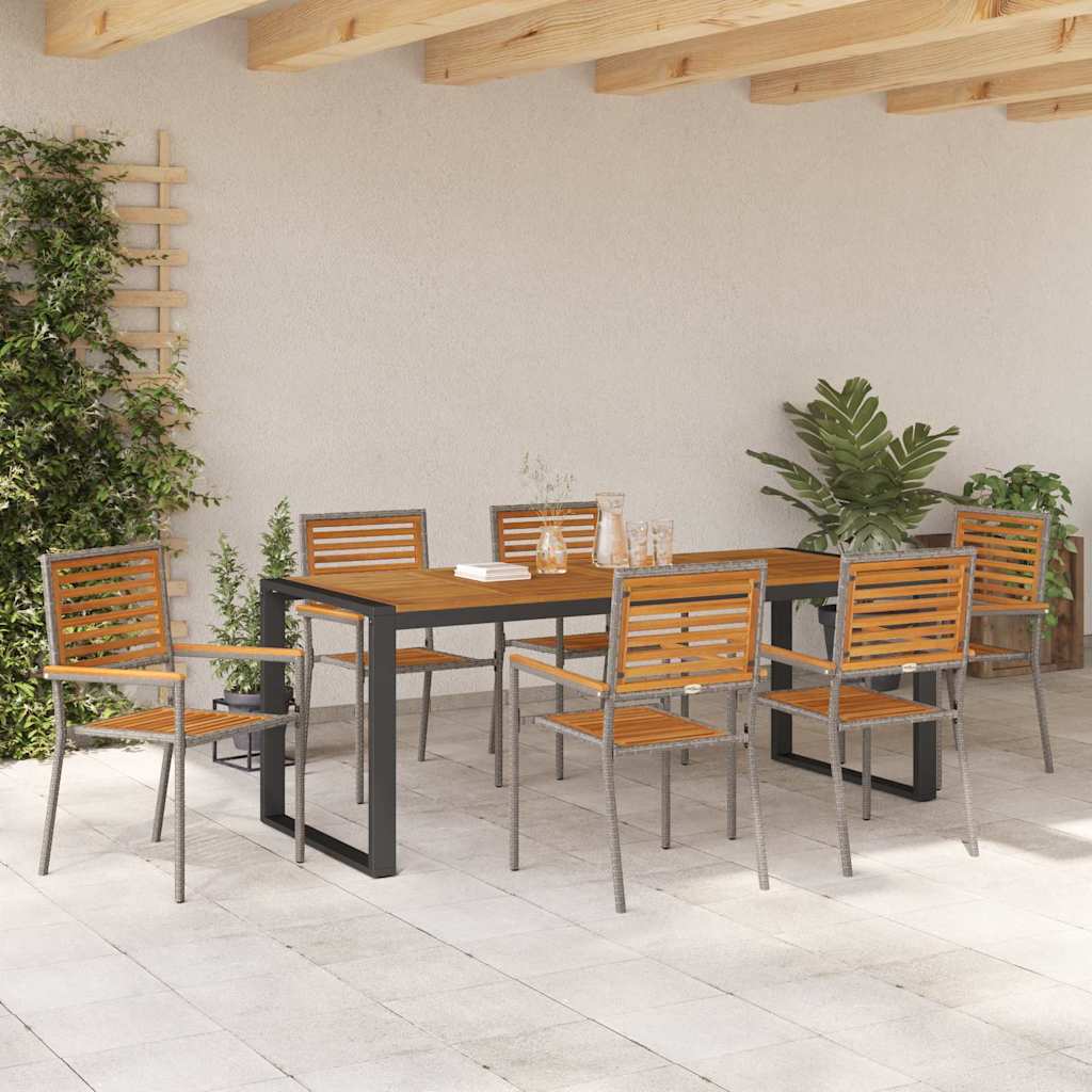 Garden Dining Set 7 pcs Grey 200 x 80 x 75 cm Poly Rattan