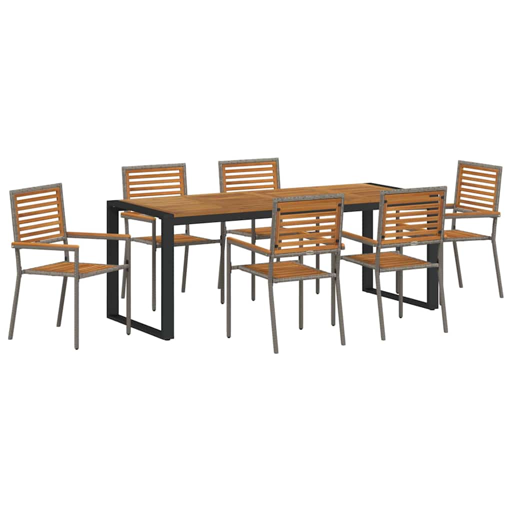 Garden Dining Set 7 pcs Grey 200 x 80 x 75 cm Poly Rattan