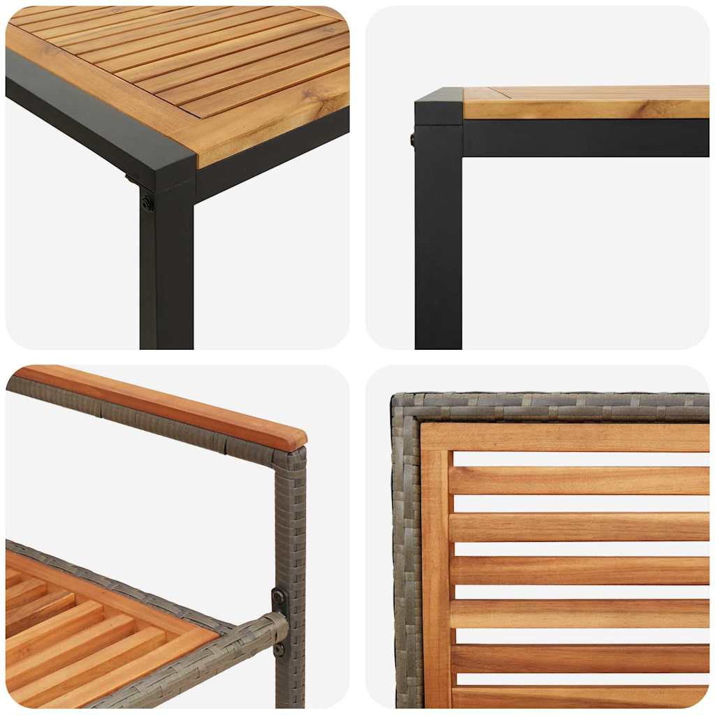 Garden Dining Set 9 pcs Grey and Wood 200 x 80 x 75 cm