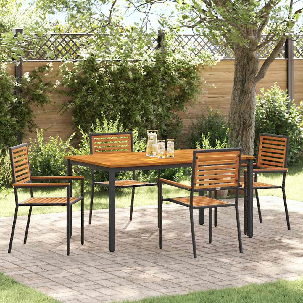 Garden Dining Set 5 pcs Black 150 x 90 x 75 cm Poly Rattan