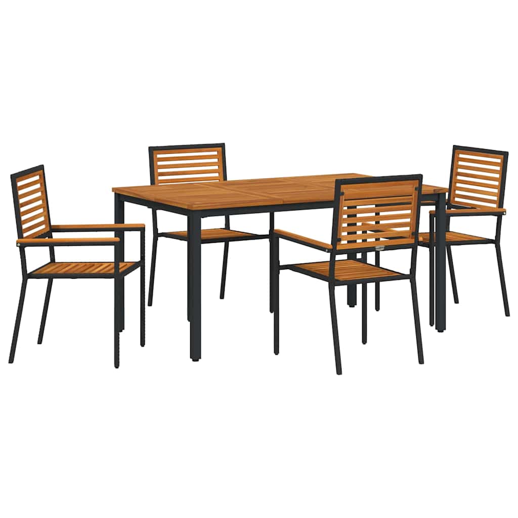 Garden Dining Set 5 pcs Black 150 x 90 x 75 cm Poly Rattan