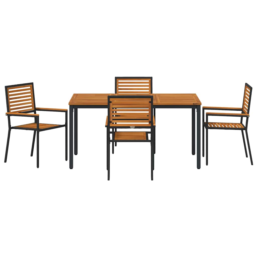 Garden Dining Set 5 pcs Black 150 x 90 x 75 cm Poly Rattan