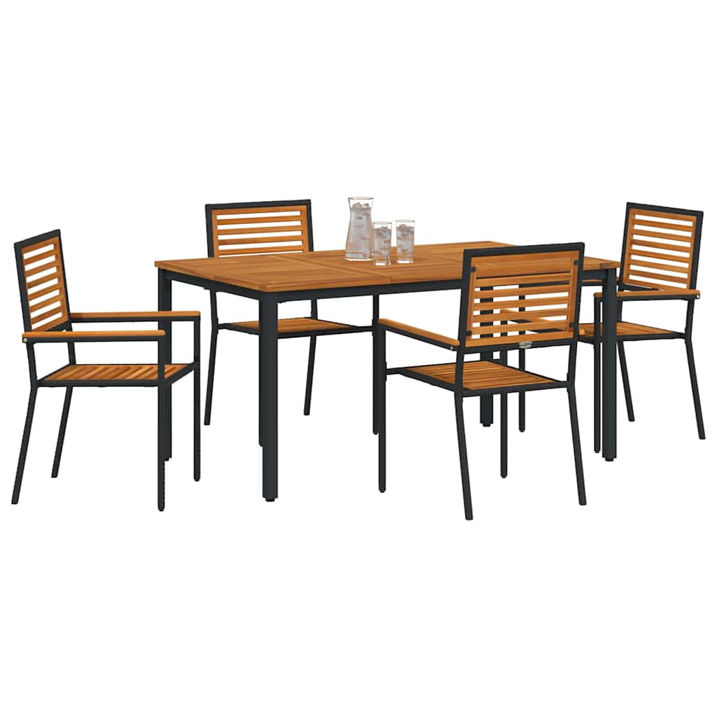 Garden Dining Set 5 pcs Black 150 x 90 x 75 cm Poly Rattan