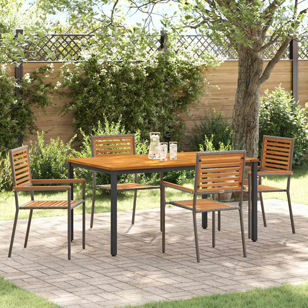 Garden Dining Set 5 pcs Grey 150 x 90 x 75 cm Poly Rattan