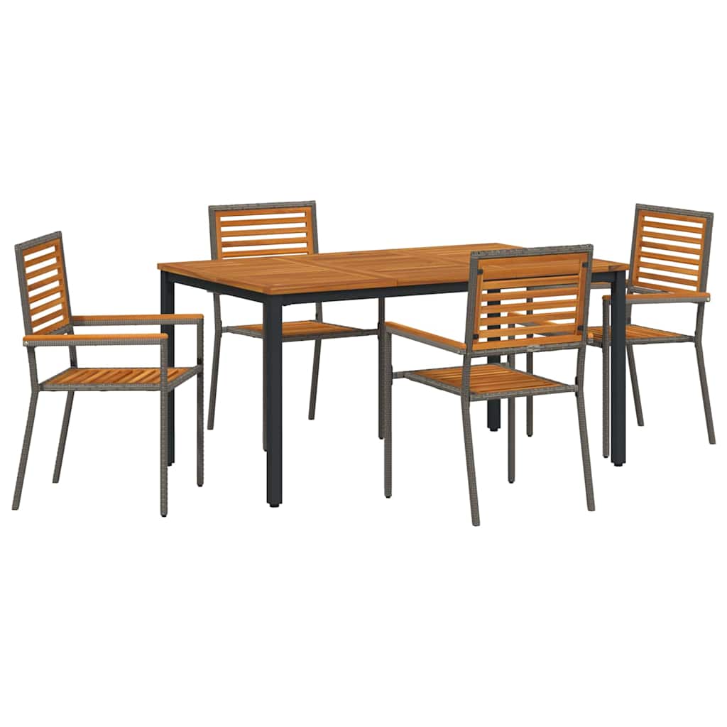 Garden Dining Set 5 pcs Grey 150 x 90 x 75 cm Poly Rattan