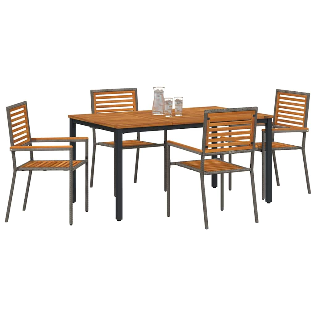 Garden Dining Set 5 pcs Grey 150 x 90 x 75 cm Poly Rattan