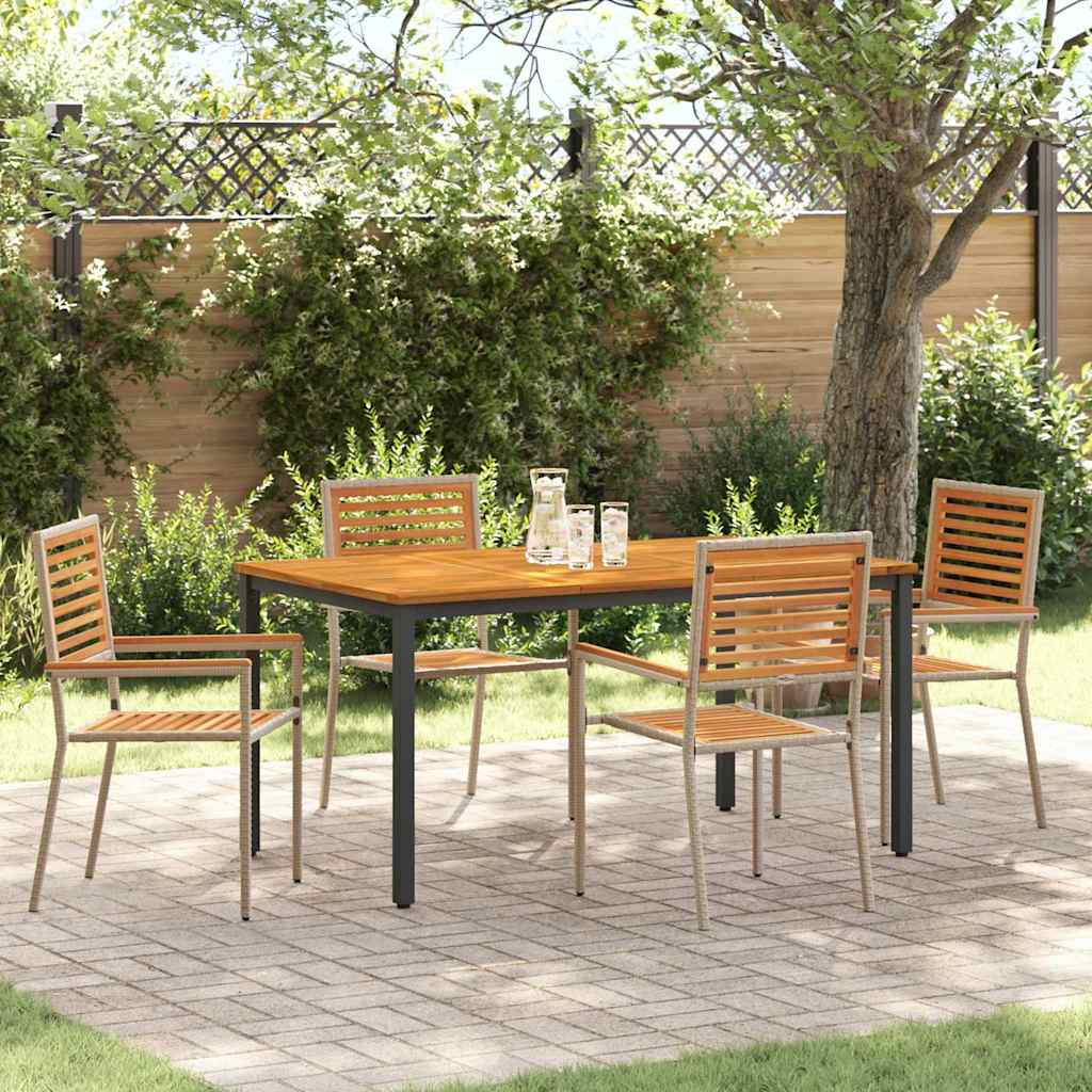 Garden Dining Set 4 pcs Beige 150 x 90 x 75 cm Poly Rattan