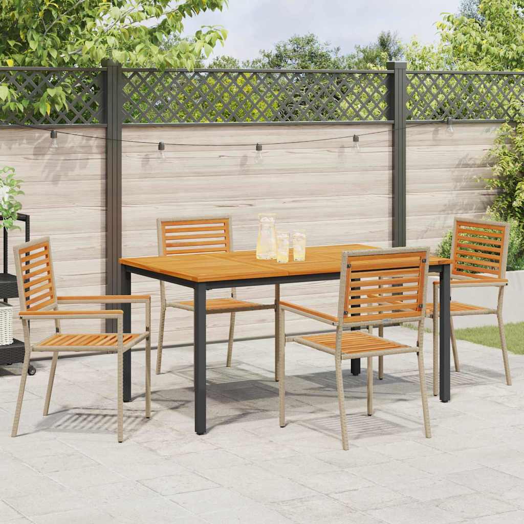 Garden Dining Set 4 pcs Beige 150 x 90 x 75 cm Poly Rattan