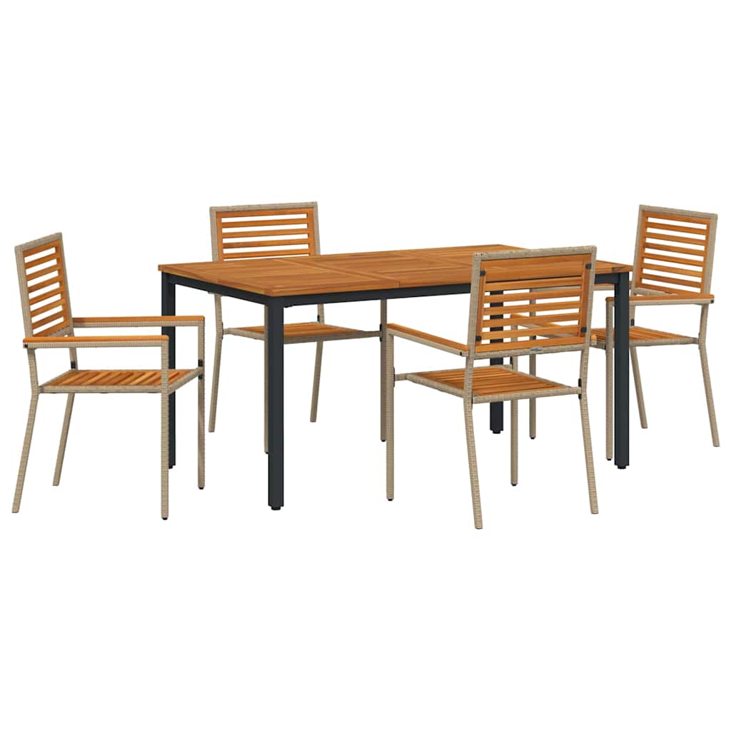 Garden Dining Set 4 pcs Beige 150 x 90 x 75 cm Poly Rattan