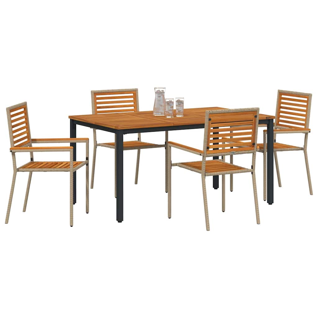 Garden Dining Set 4 pcs Beige 150 x 90 x 75 cm Poly Rattan