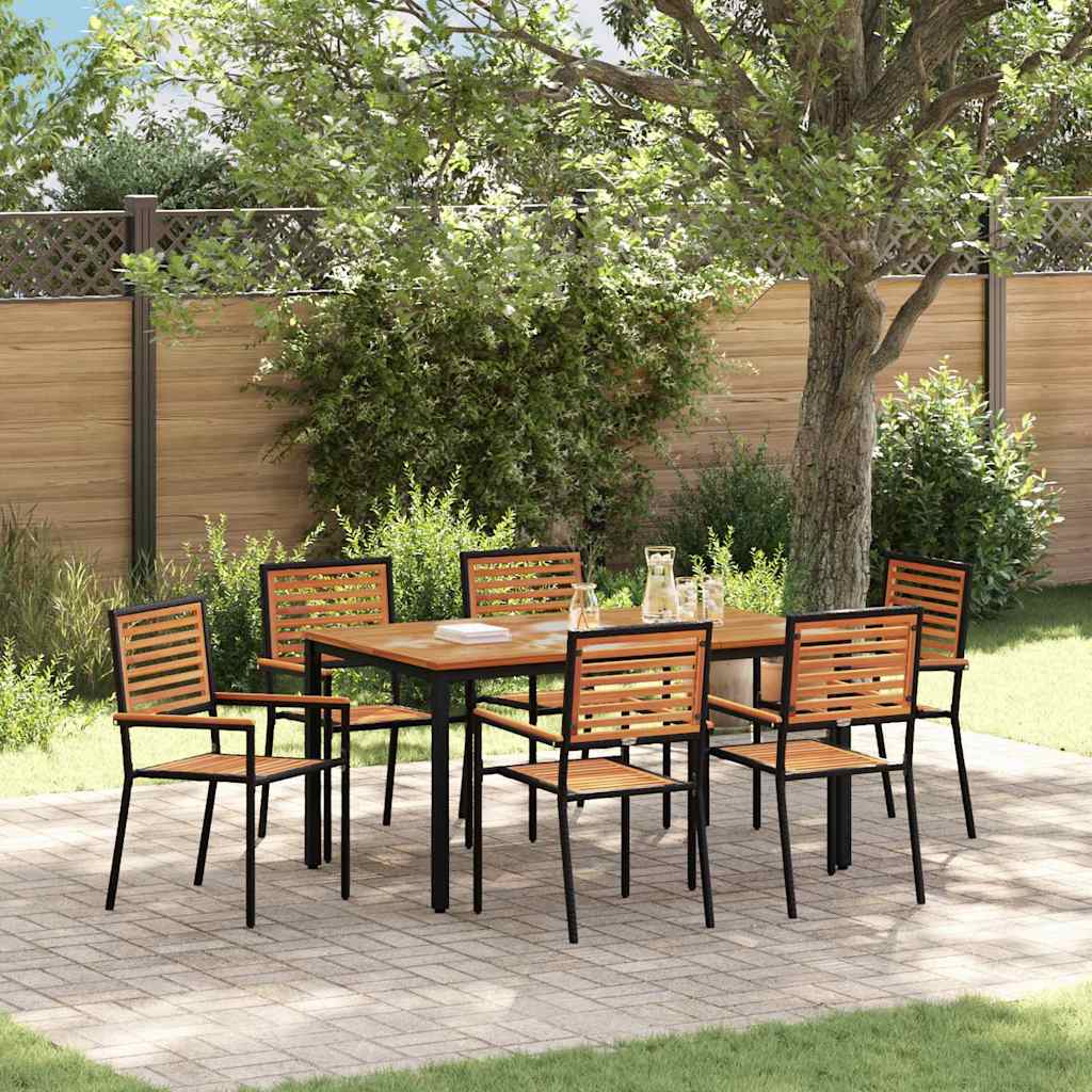 Garden Dining Set 7 pcs Black 150 x 90 x 75 cm Poly Rattan