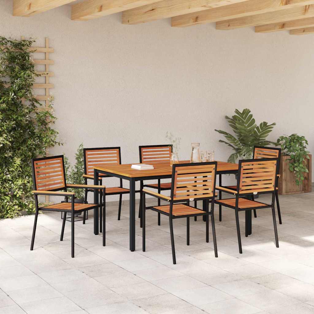 Garden Dining Set 7 pcs Black 150 x 90 x 75 cm Poly Rattan