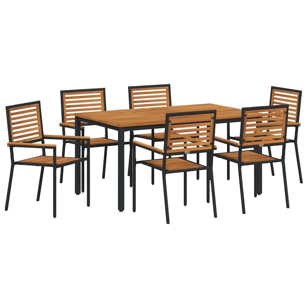 Garden Dining Set 7 pcs Black 150 x 90 x 75 cm Poly Rattan