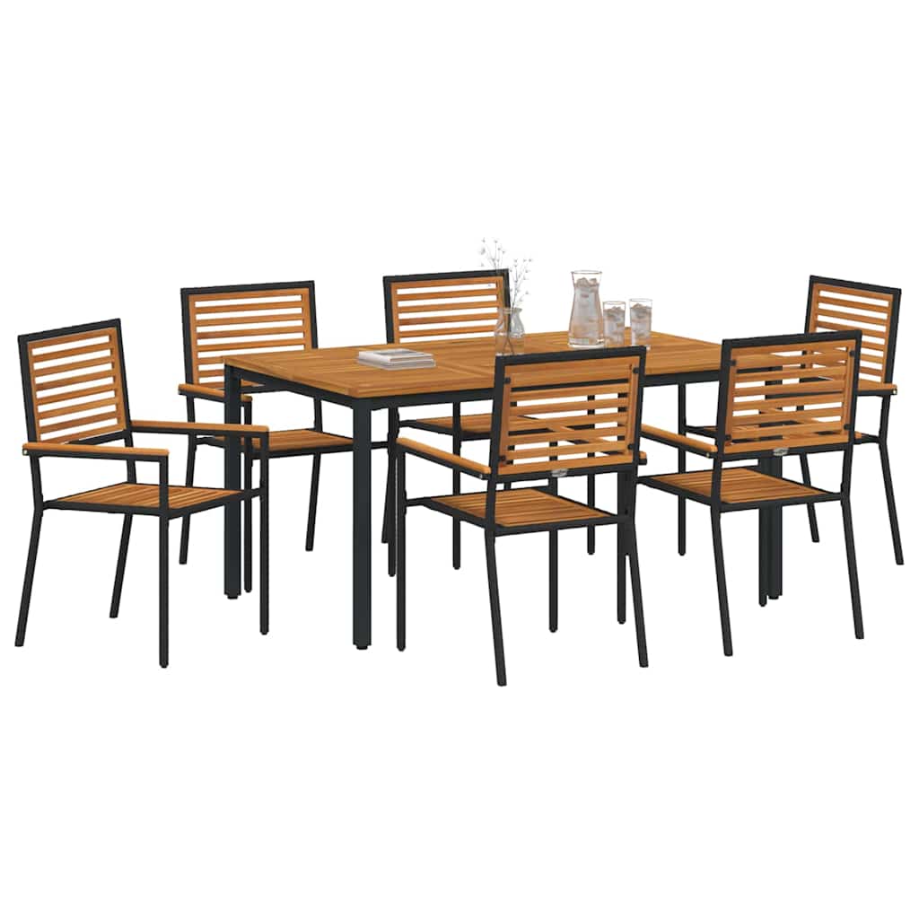 Garden Dining Set 7 pcs Black 150 x 90 x 75 cm Poly Rattan