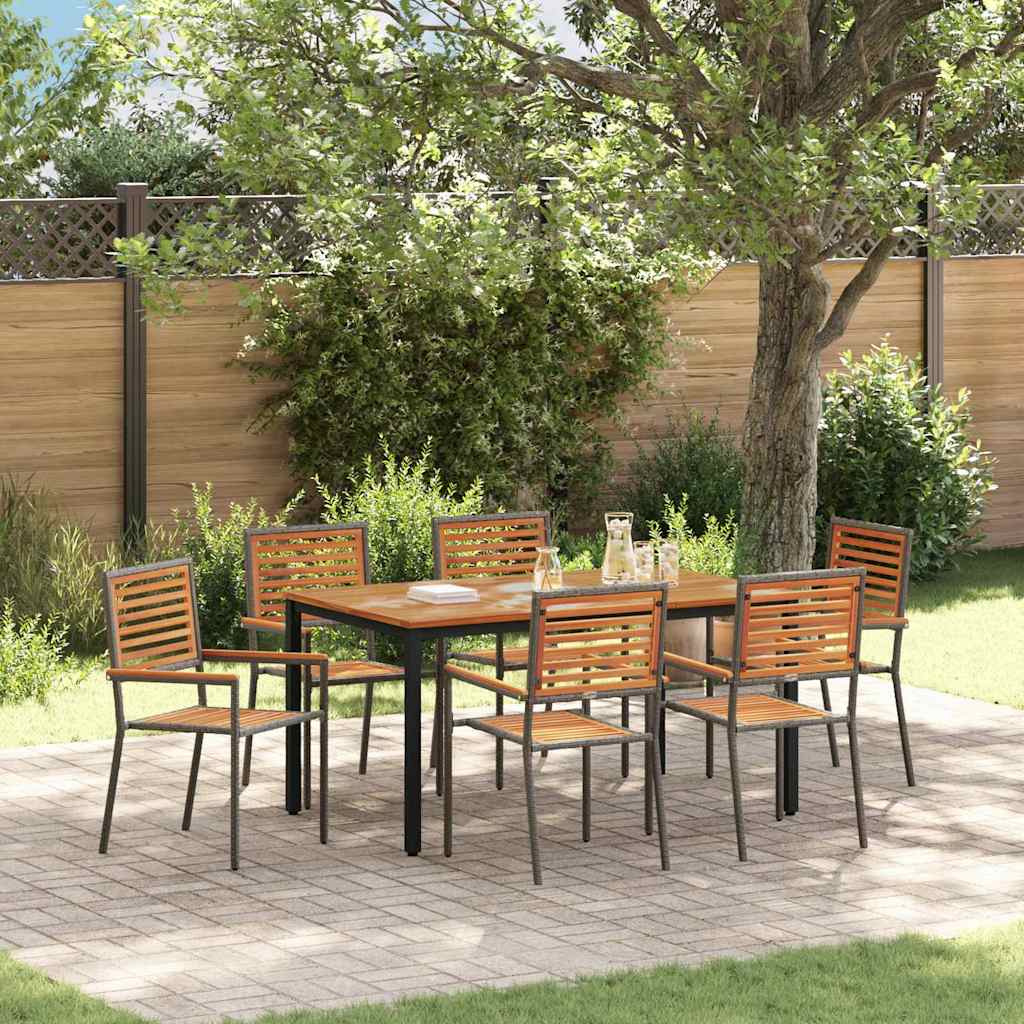 Garden Dining Set 7 pcs Grey and Natural 150 x 90 x 75 cm