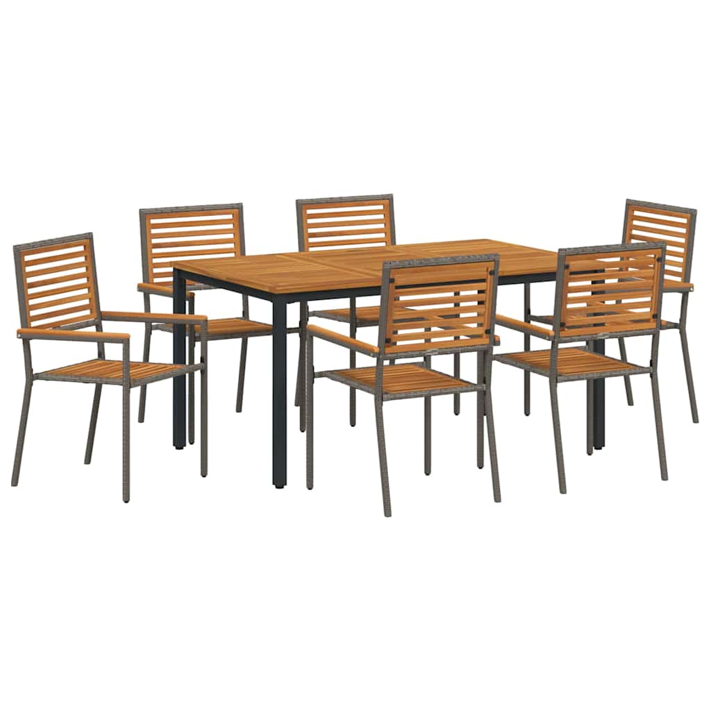 Garden Dining Set 7 pcs Grey and Natural 150 x 90 x 75 cm