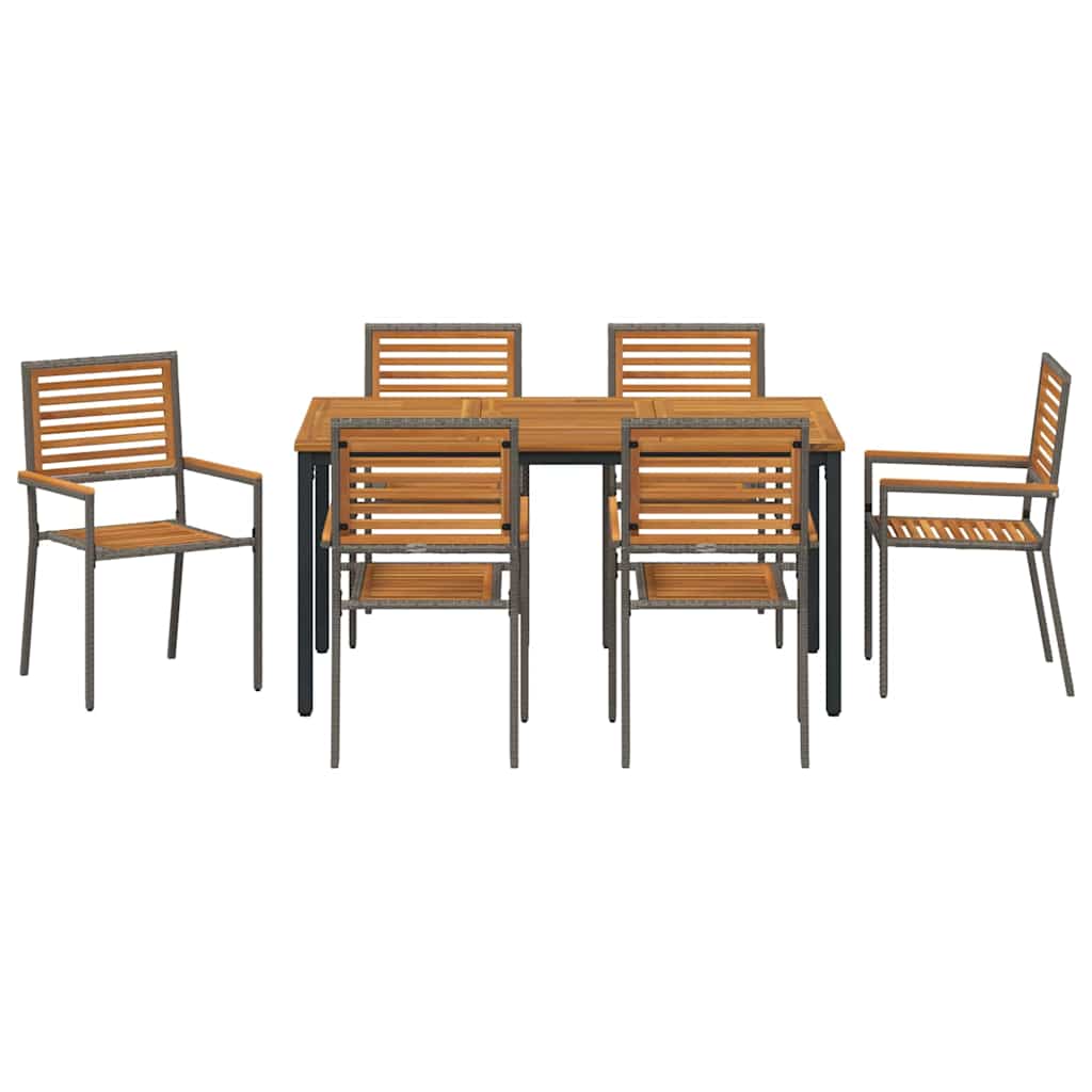 Garden Dining Set 7 pcs Grey and Natural 150 x 90 x 75 cm