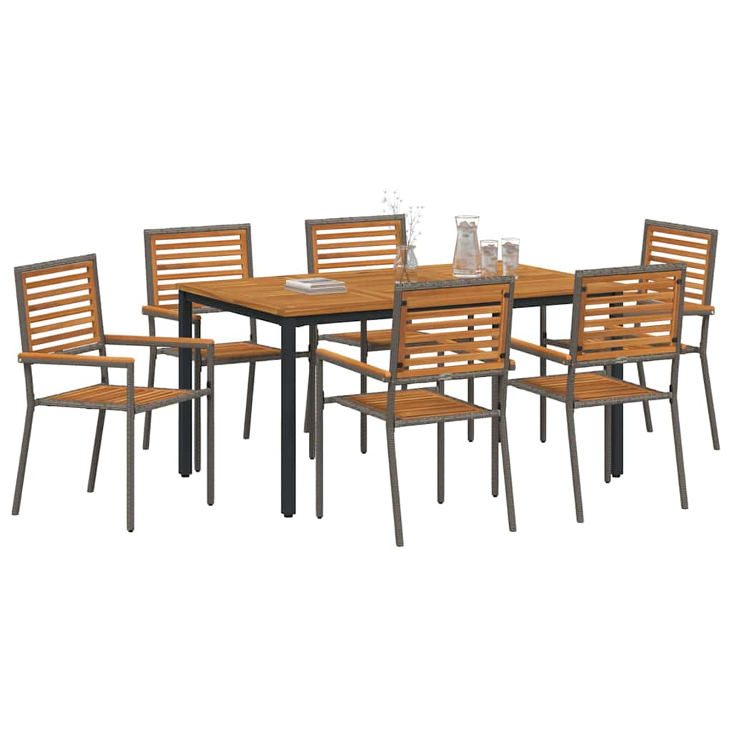 Garden Dining Set 7 pcs Grey and Natural 150 x 90 x 75 cm