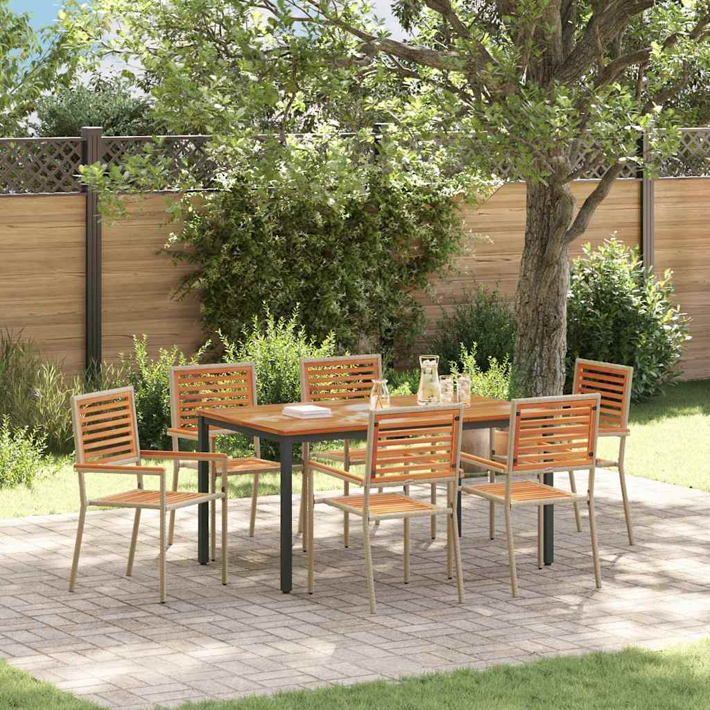 Garden Dining Set 7 pcs Beige and Brown 150 x 90 x 75 cm