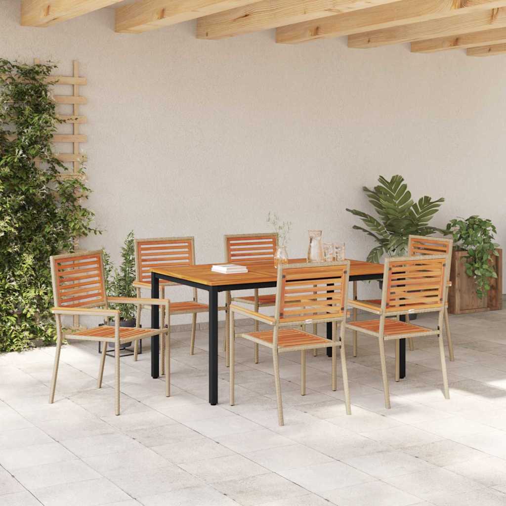 Garden Dining Set 7 pcs Beige and Brown 150 x 90 x 75 cm