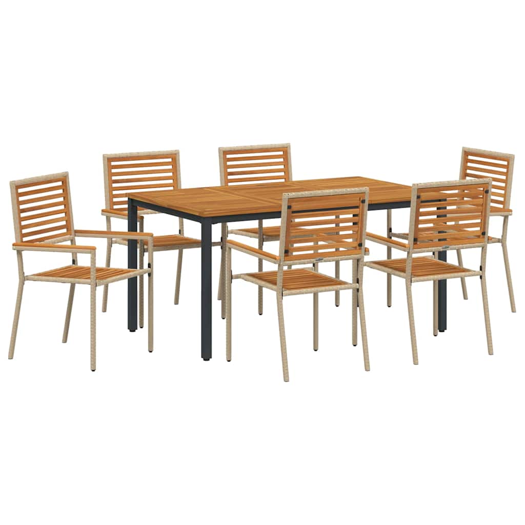 Garden Dining Set 7 pcs Beige and Brown 150 x 90 x 75 cm