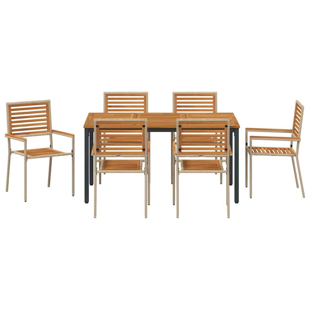 Garden Dining Set 7 pcs Beige and Brown 150 x 90 x 75 cm
