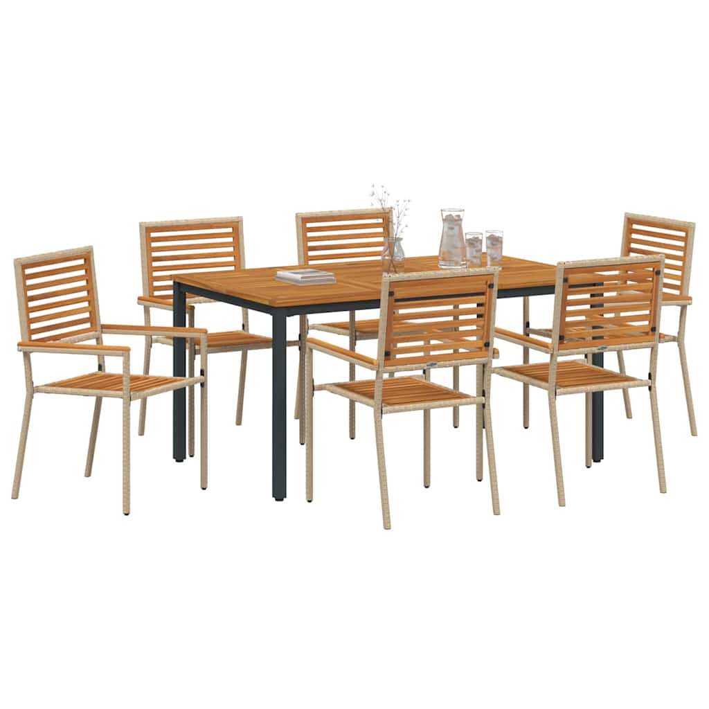 Garden Dining Set 7 pcs Beige and Brown 150 x 90 x 75 cm