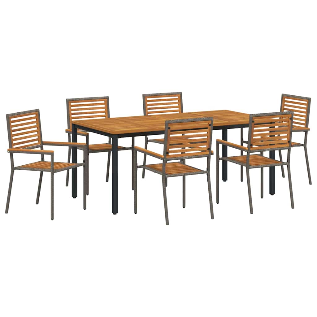 Garden Dining Set 7 pcs Grey 180 x 90 x 75 cm Poly Rattan