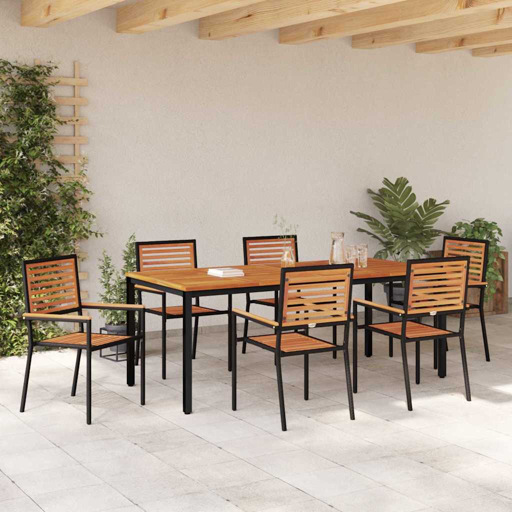 Garden Dining Set 7 pcs Black 200 x 100 x 75 cm Poly Rattan