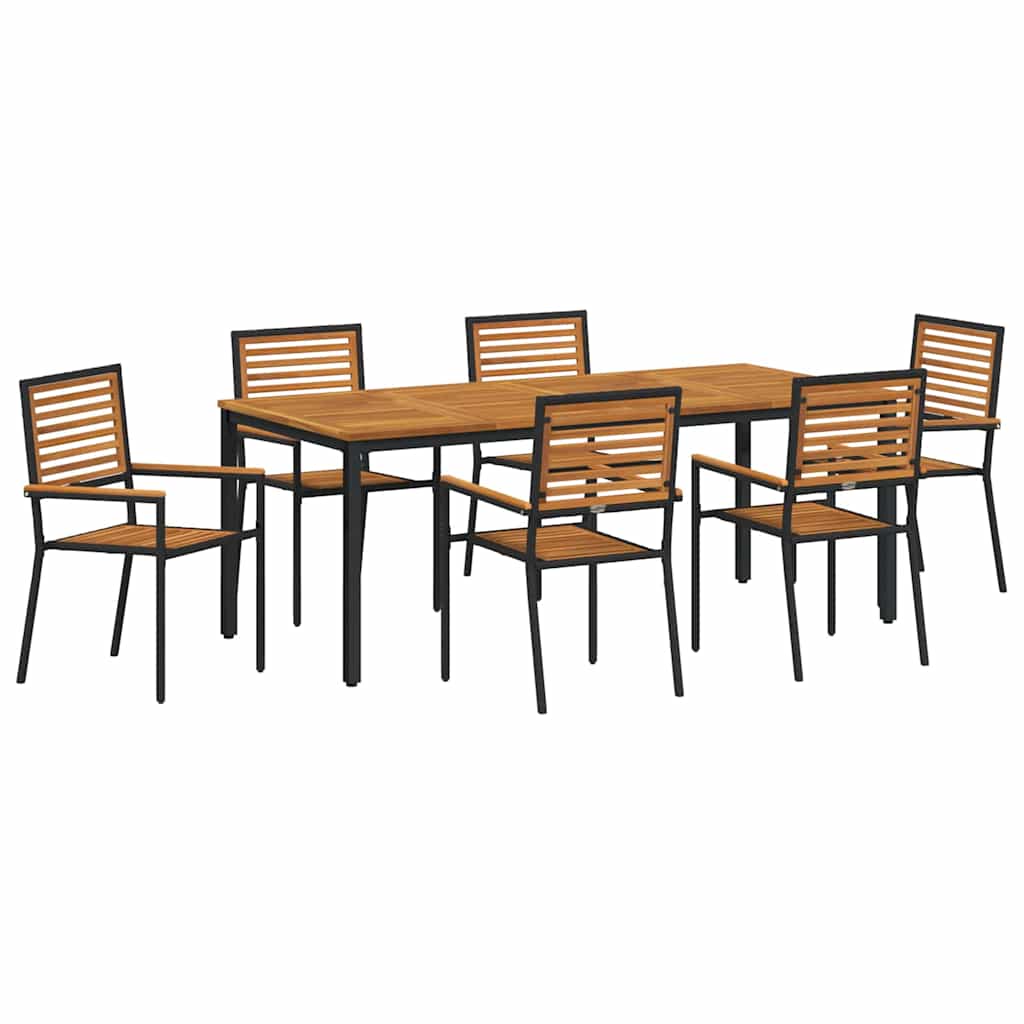 Garden Dining Set 7 pcs Black 200 x 100 x 75 cm Poly Rattan