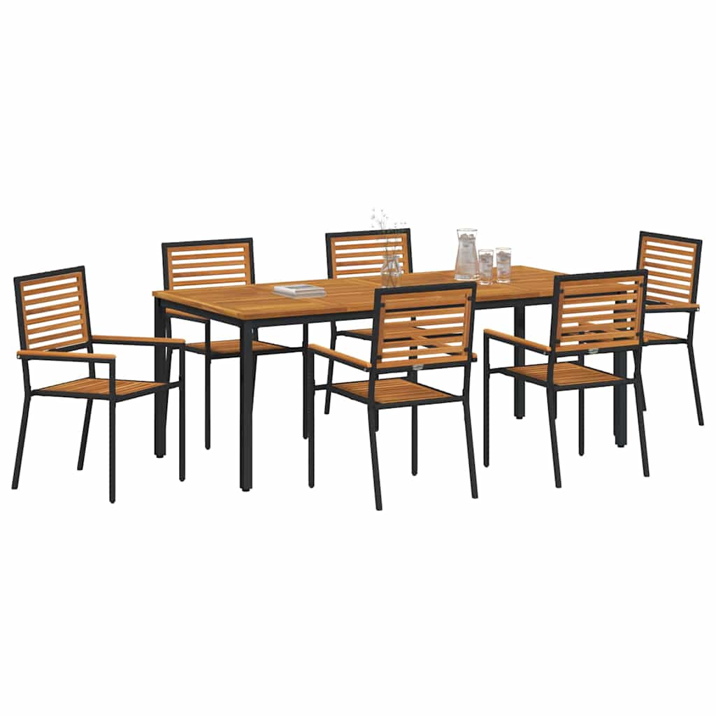 Garden Dining Set 7 pcs Black 200 x 100 x 75 cm Poly Rattan