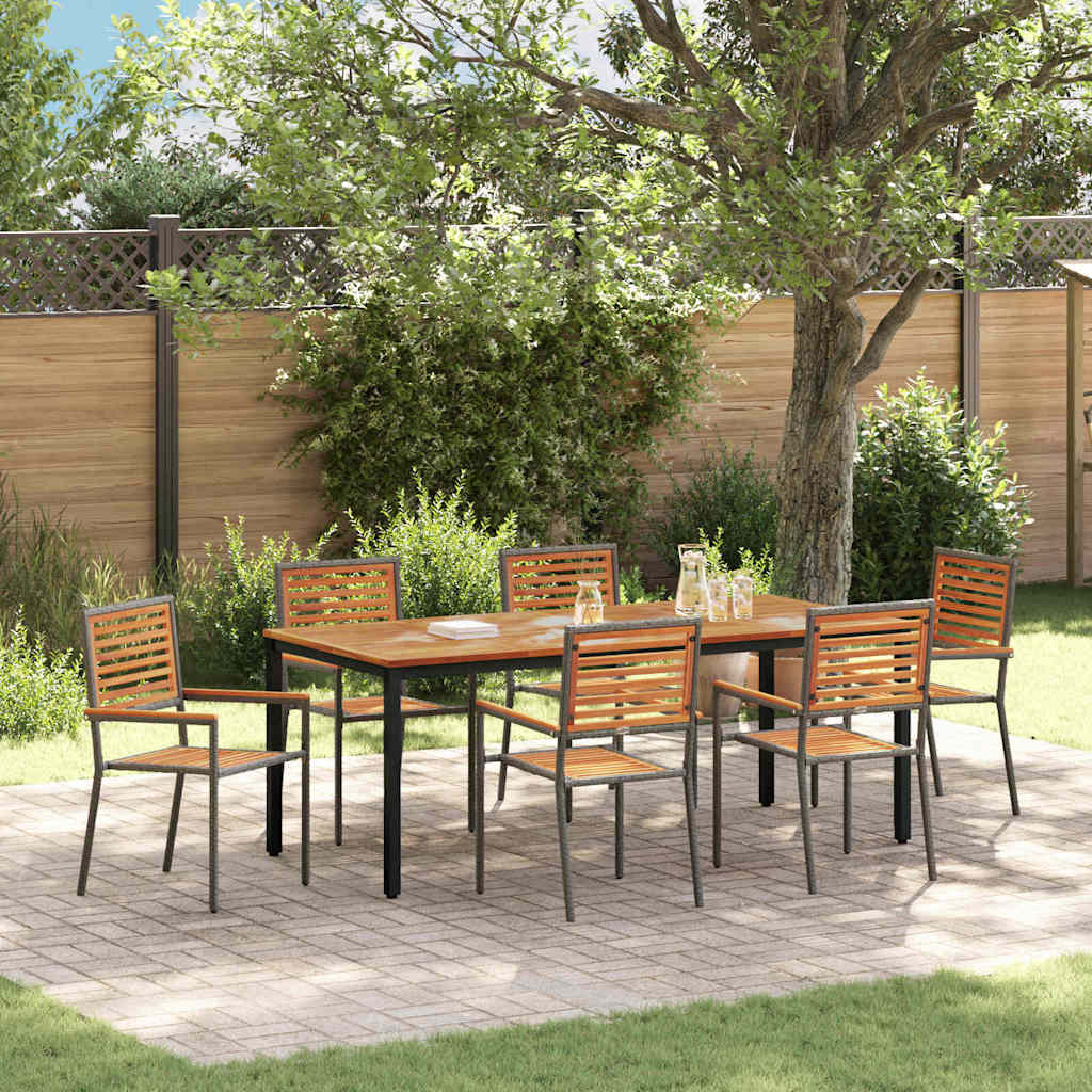 Garden Dining Set 7 pcs Grey and Brown 200 x 100 x 75 cm
