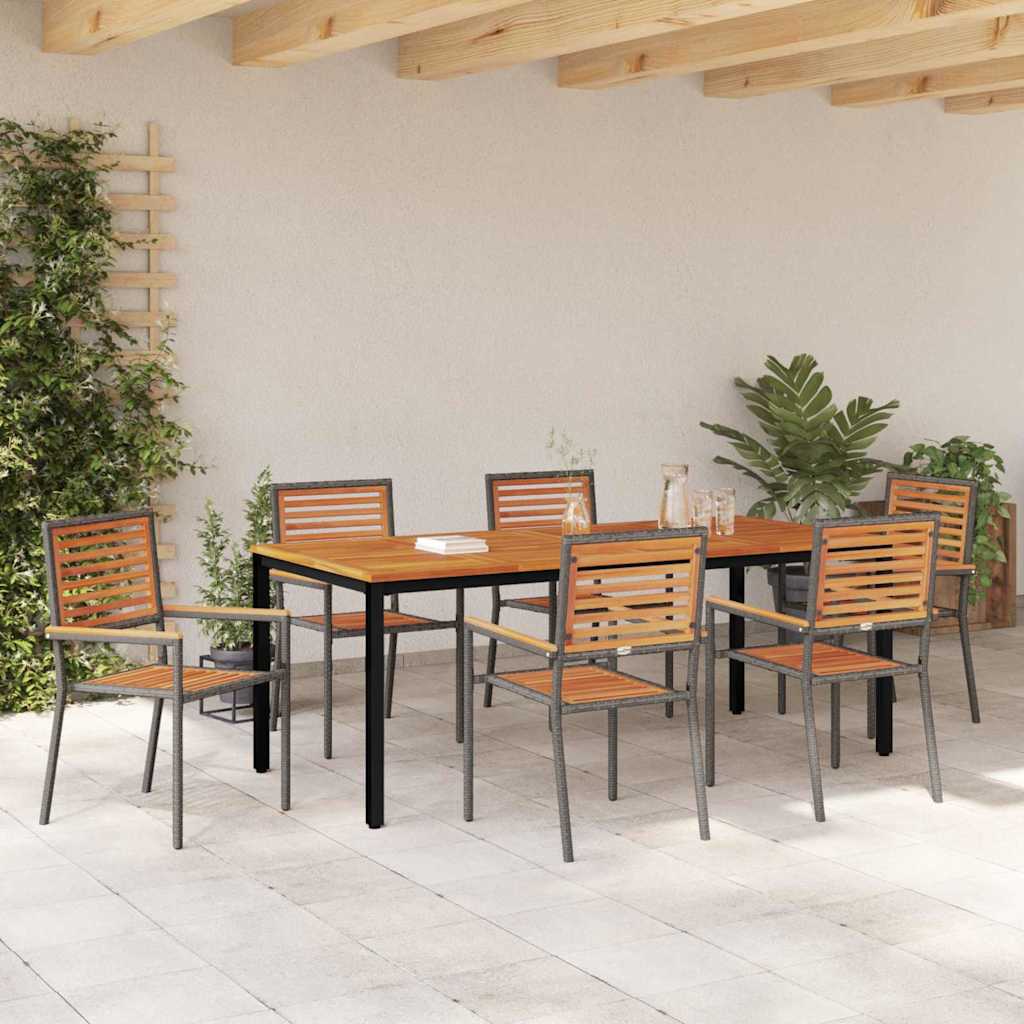 Garden Dining Set 7 pcs Grey and Brown 200 x 100 x 75 cm