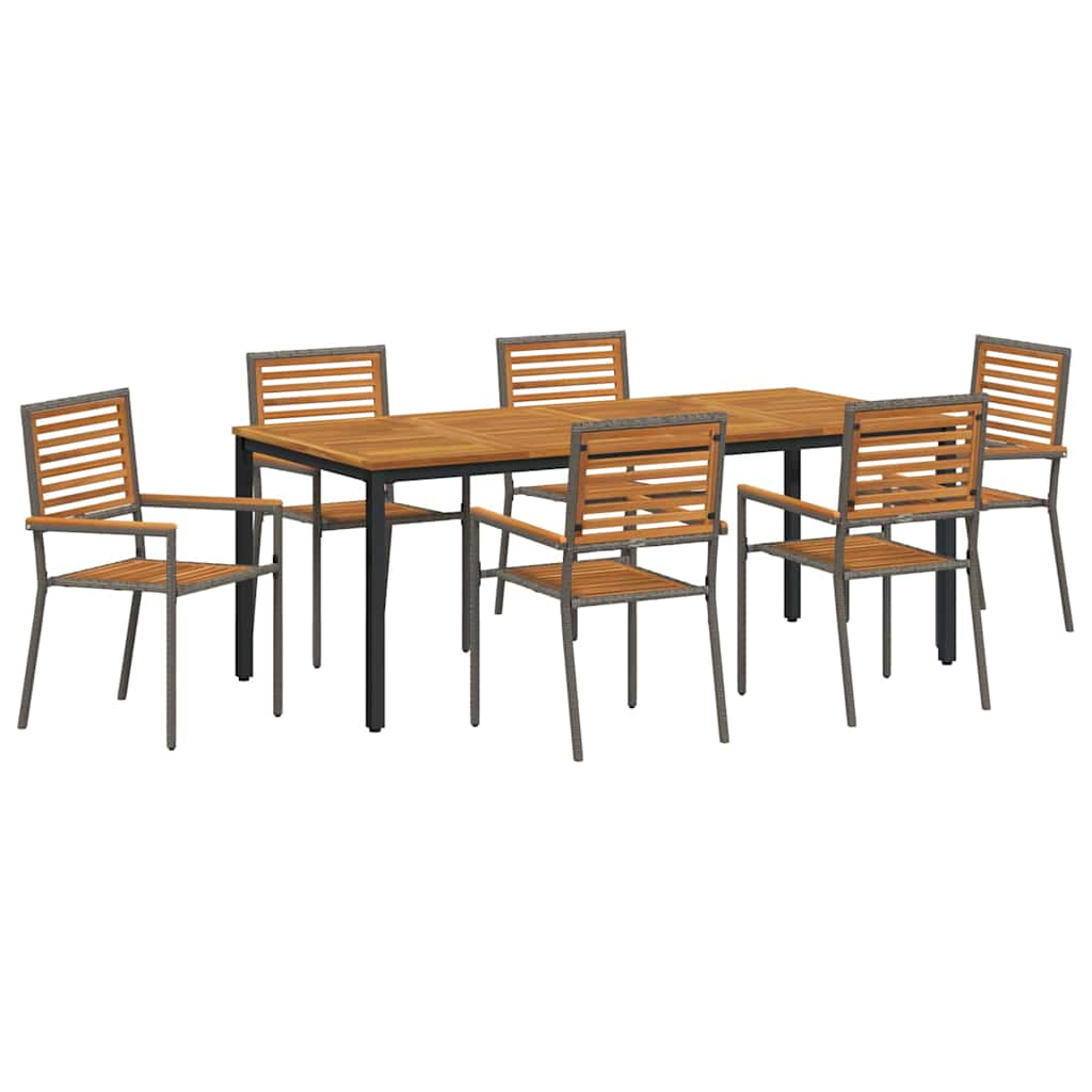 Garden Dining Set 7 pcs Grey and Brown 200 x 100 x 75 cm
