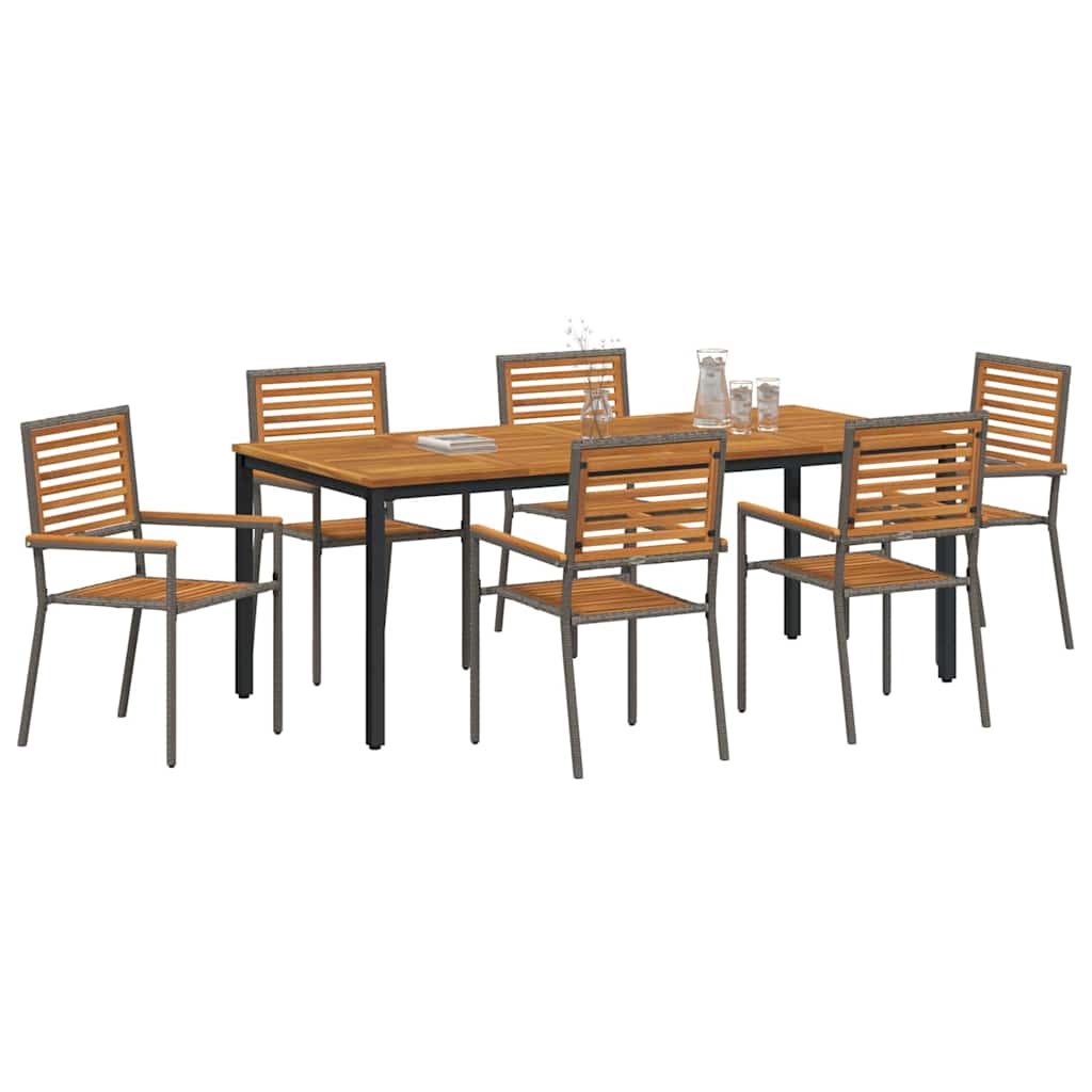 Garden Dining Set 7 pcs Grey and Brown 200 x 100 x 75 cm