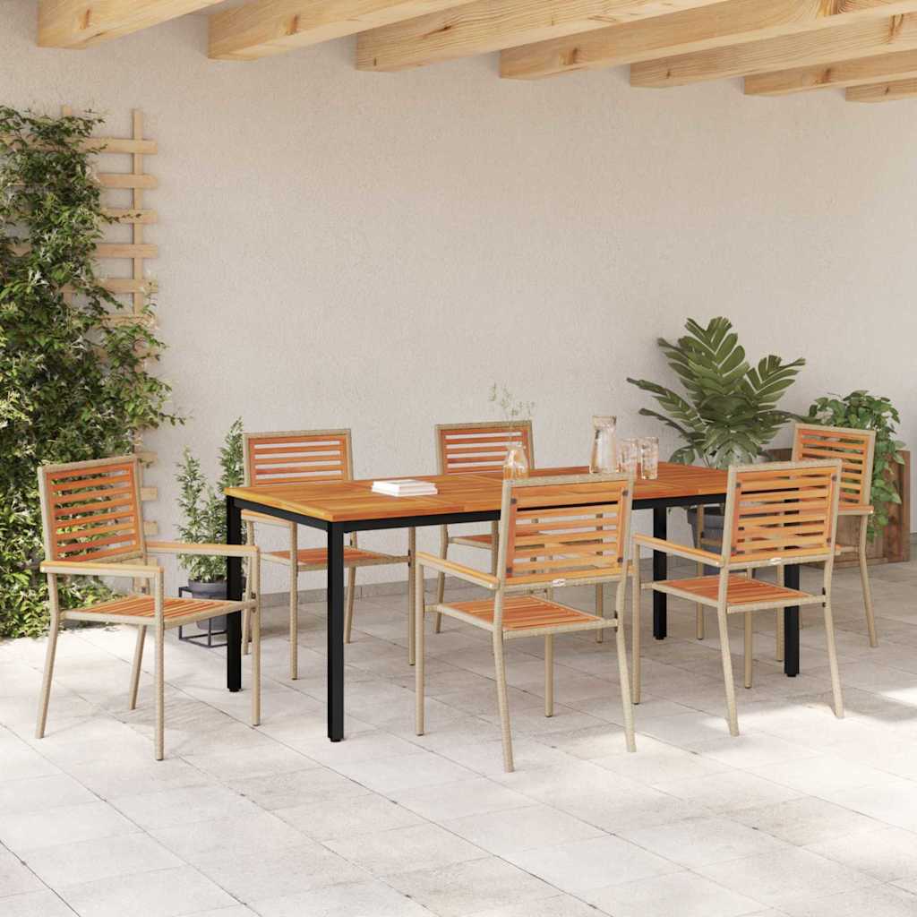 Garden Dining Set 7 pcs Beige and Brown 200 x 100 x 75 cm