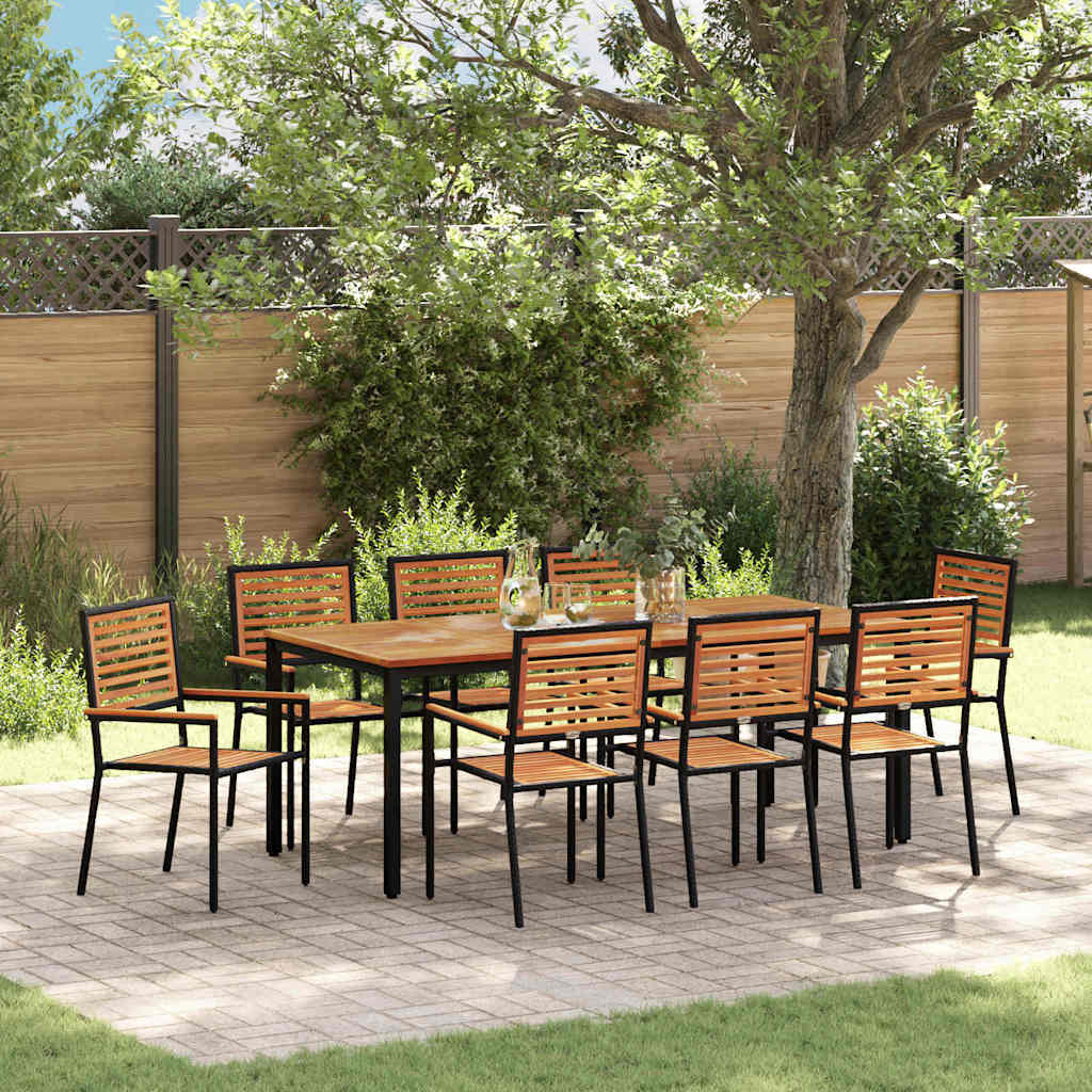 Garden Dining Set 9 pcs Black 200 x 100 x 75 cm Poly Rattan