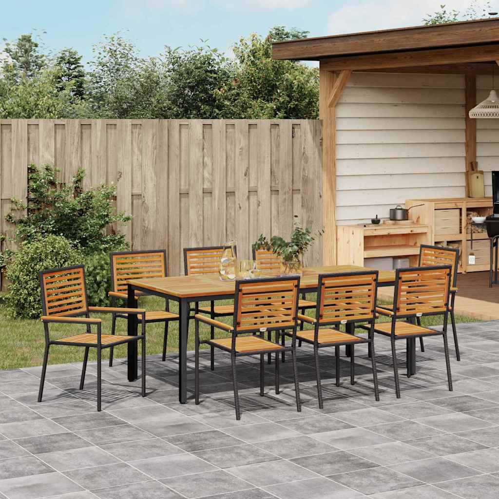 Garden Dining Set 9 pcs Black 200 x 100 x 75 cm Poly Rattan