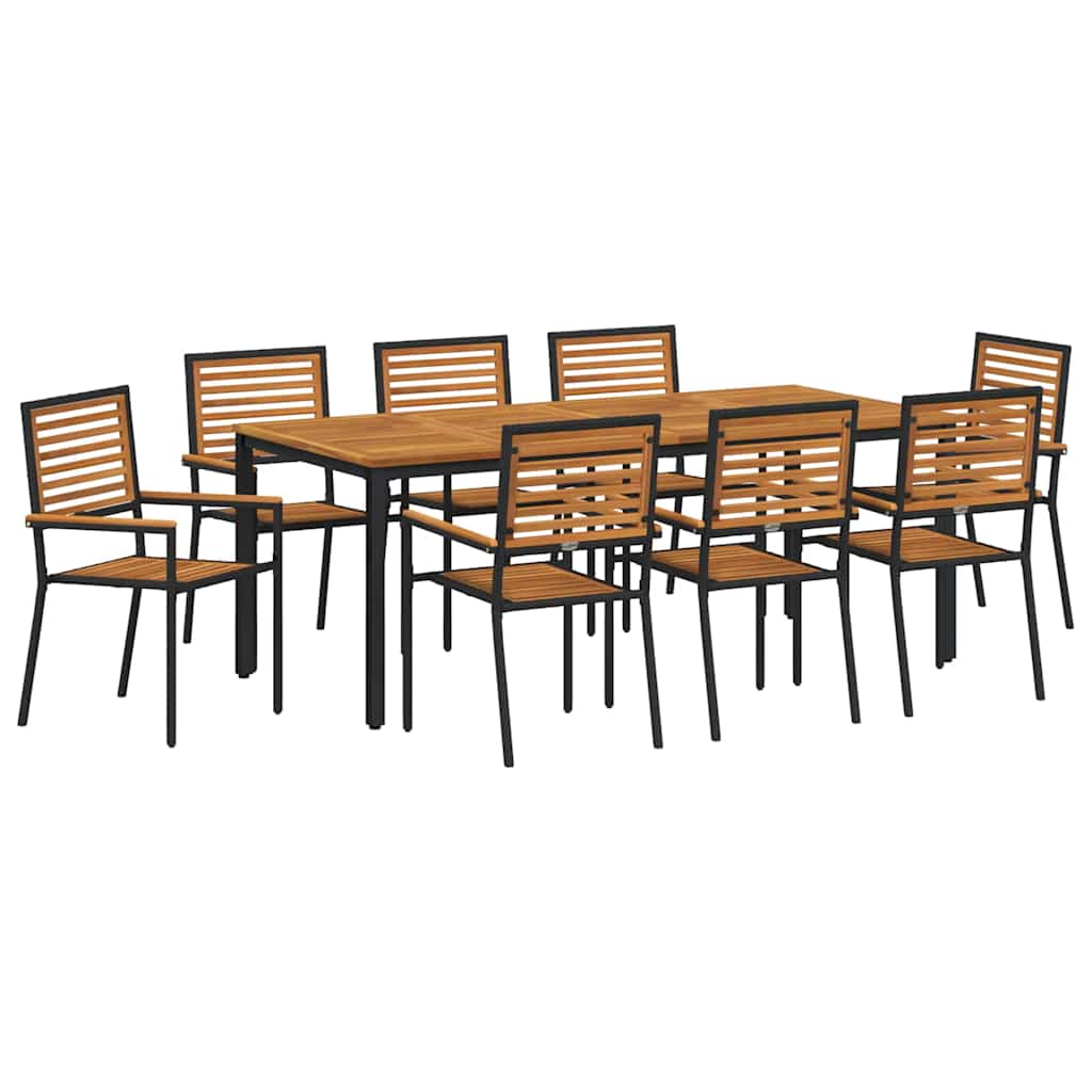 Garden Dining Set 9 pcs Black 200 x 100 x 75 cm Poly Rattan