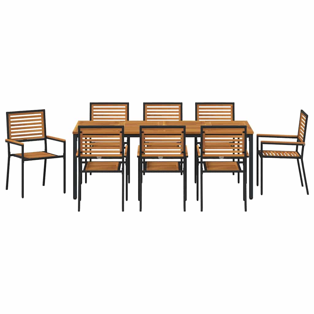 Garden Dining Set 9 pcs Black 200 x 100 x 75 cm Poly Rattan