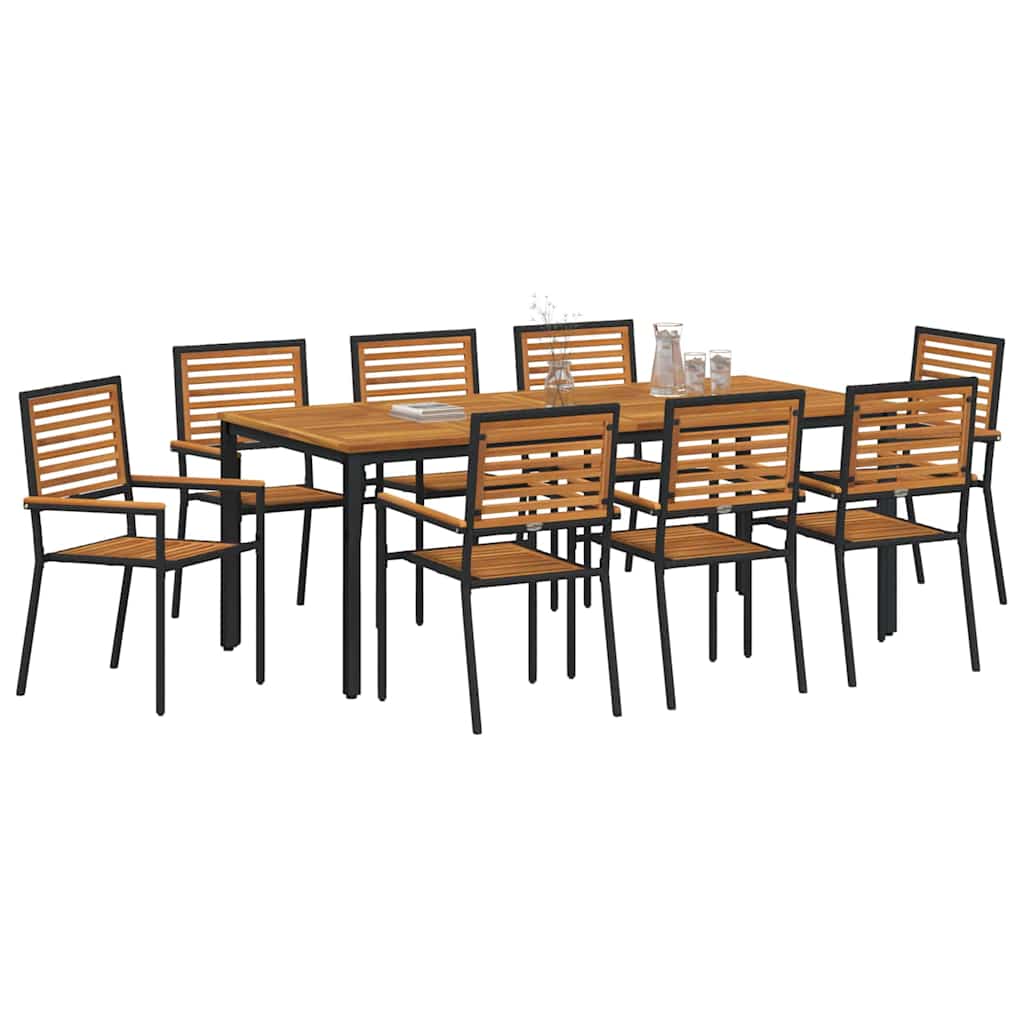 Garden Dining Set 9 pcs Black 200 x 100 x 75 cm Poly Rattan