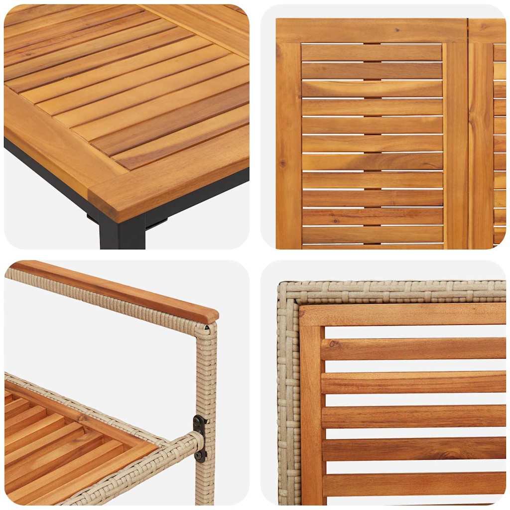 Garden Dining Set 9 pcs Beige 200 x 100 x 75 cm Poly Rattan